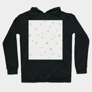 Pretty Y2K Glitter Stars Design in Silver Hoodie